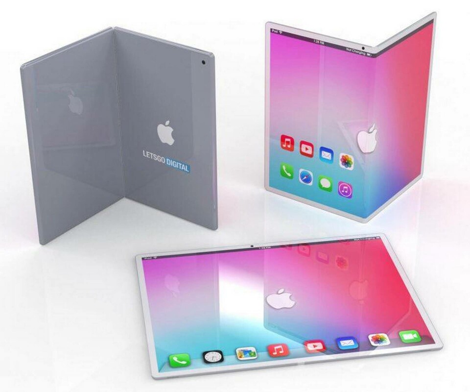 En rendering från nederländska LetsGoDigital som visar hur en vikbar Ipad skulle kunna se ut. Foto: Let's Go Digital En rendering från nederländska LetsGoDigital som visar hur en vikbar Ipad skulle kunna se ut. Foto: Let's Go Digital