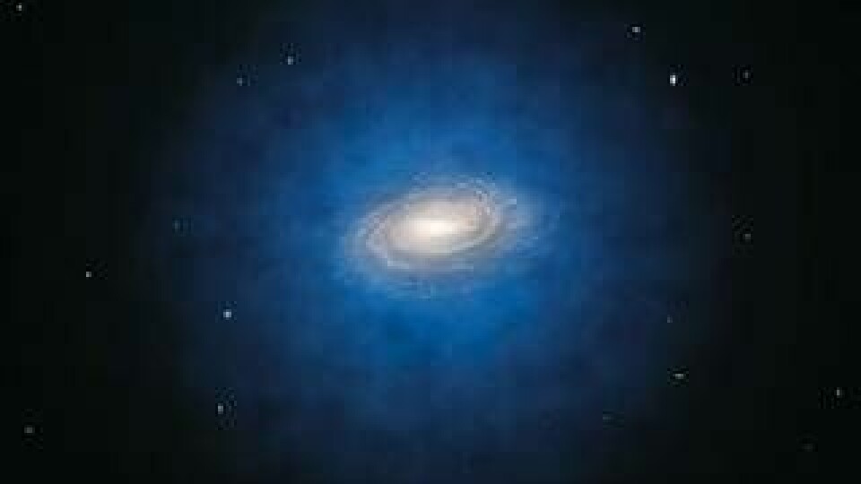 Den mörka materien antas ligga som en halo runt galaxen.