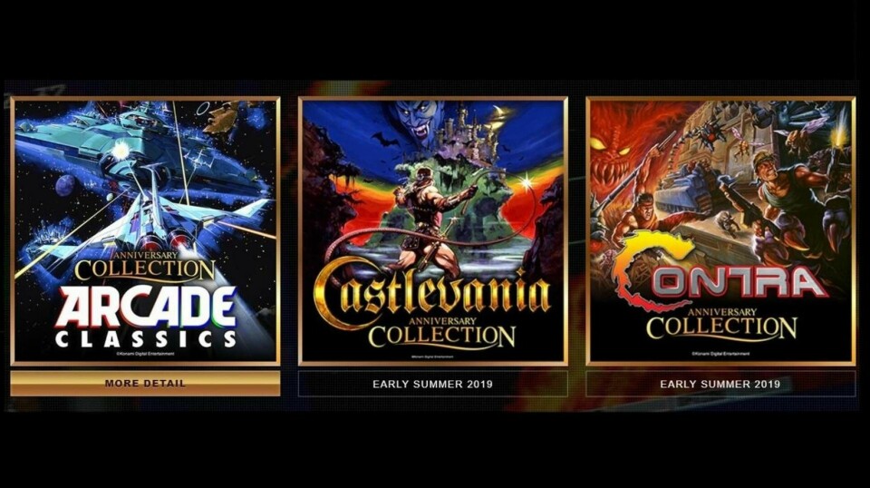Här är de tre spelsamlingarna som Konami släpper under 2019. Pixligt värre. Foto: Konami