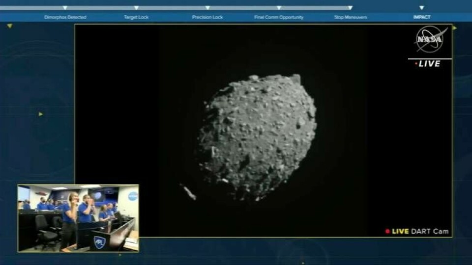 Nasa-farkosten Dart lyckades ramma en asteroid. Foto: ASI/Nasa/AP/TT