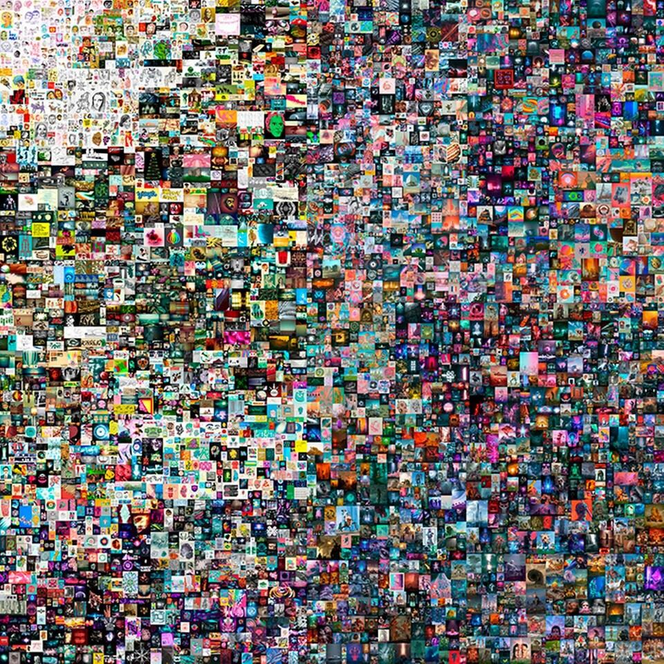 Beeples digitala konstverk har sålts för nära 600 miljoner kronor. Foto: Christie's via AP. Beeples digitala konstverk har sålts för nära 600 miljoner kronor. Foto: Christie's via AP.