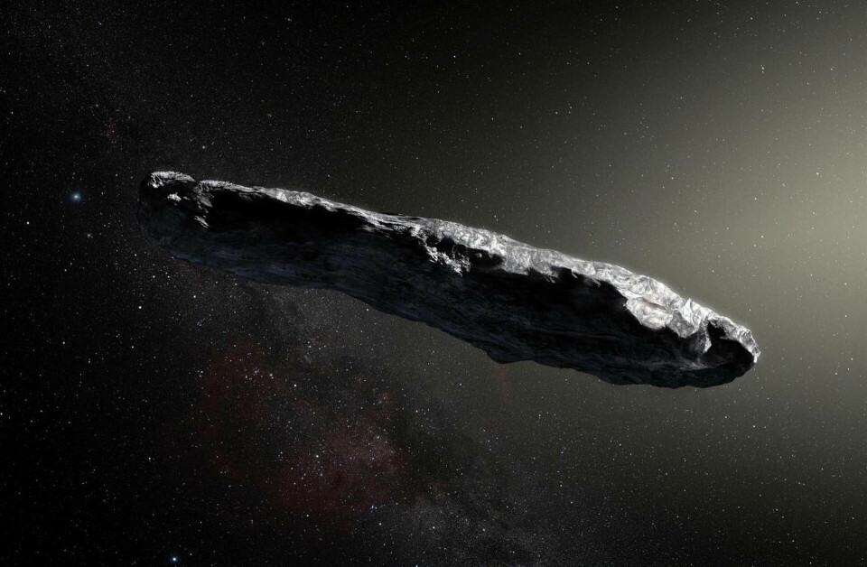Oumuamua var den första interstellära besökaren till vårt solsystem. Enligt forskning publicerad i Nature förra året mäter bjässen cirka 400 meter. Foto: NASA