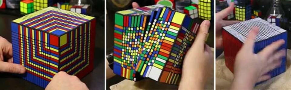 På 7,5 timmar löste en entusiast världens största Rubiks kub. Foto: RedKB