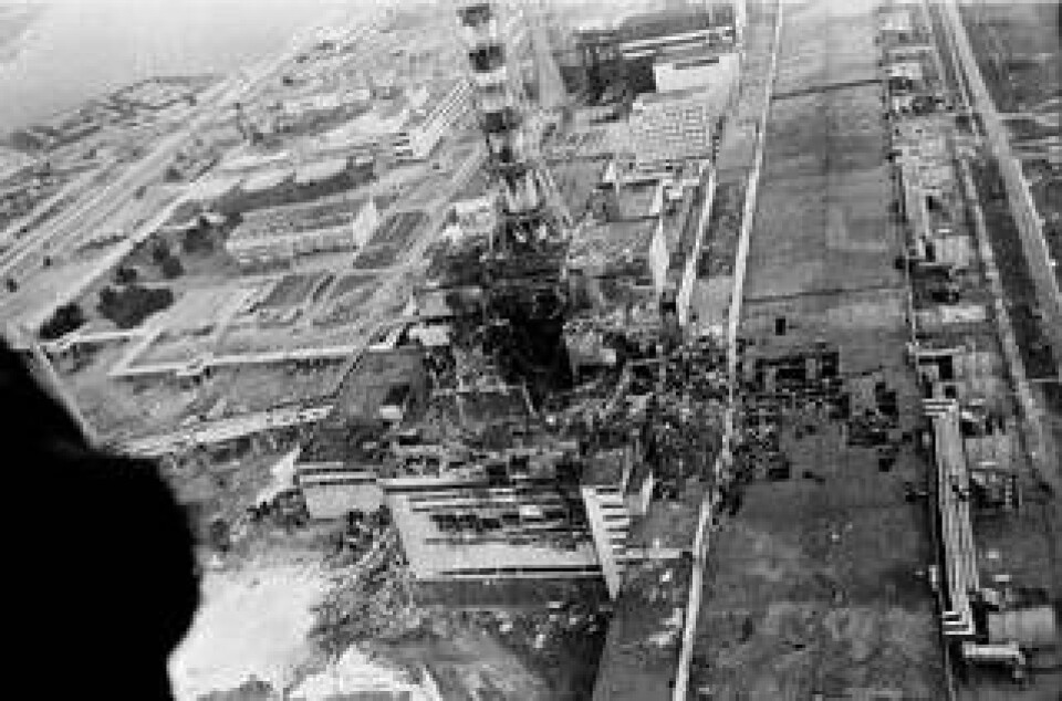 Flygbild över kärnkraftverket i Tjernobyl från april 1986. Foto: AP