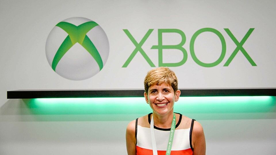 Amanda Farr, Xbox marknadschef i Europa, Mellanöstern och Afrika, på Gamescom, Köln, Tyskland. Foto: Marcus Alexandersson / TT