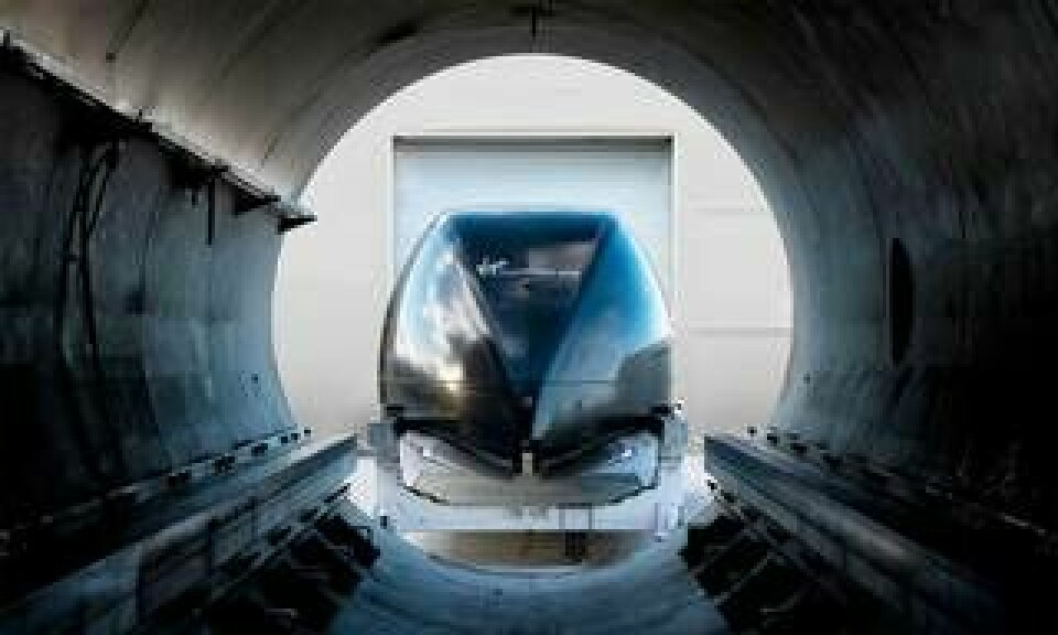Hyperloop One har kommit upp 370 km/h vid sin testanläggning. Foto: Virgin Hyperloop One