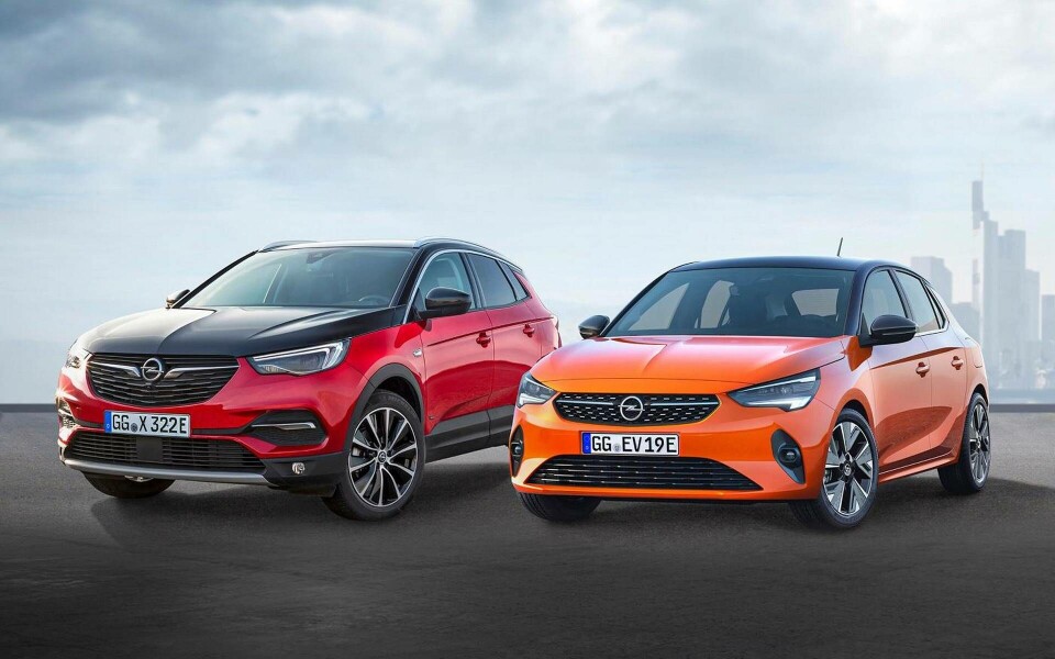Opel Corsa-e och Opel Grandland X Hybrid4. Foto: Opel Opel Corsa-e och Opel Grandland X Hybrid4. Foto: Opel