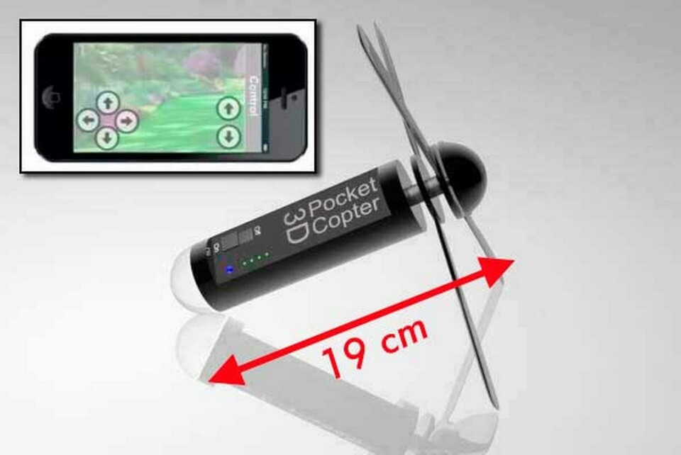 Den fjärrstyrda flygande kameran filmar i både 2d och 3d. Foto: 3D Pocketcopter Den fjärrstyrda flygande kameran filmar i både 2d och 3d. Foto: 3D Pocketcopter