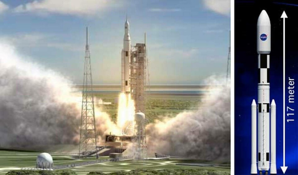 Den största versionen av Space Launch System kan lyfta 130 ton. Foto: Nasa Den största versionen av Space Launch System kan lyfta 130 ton. Foto: Nasa