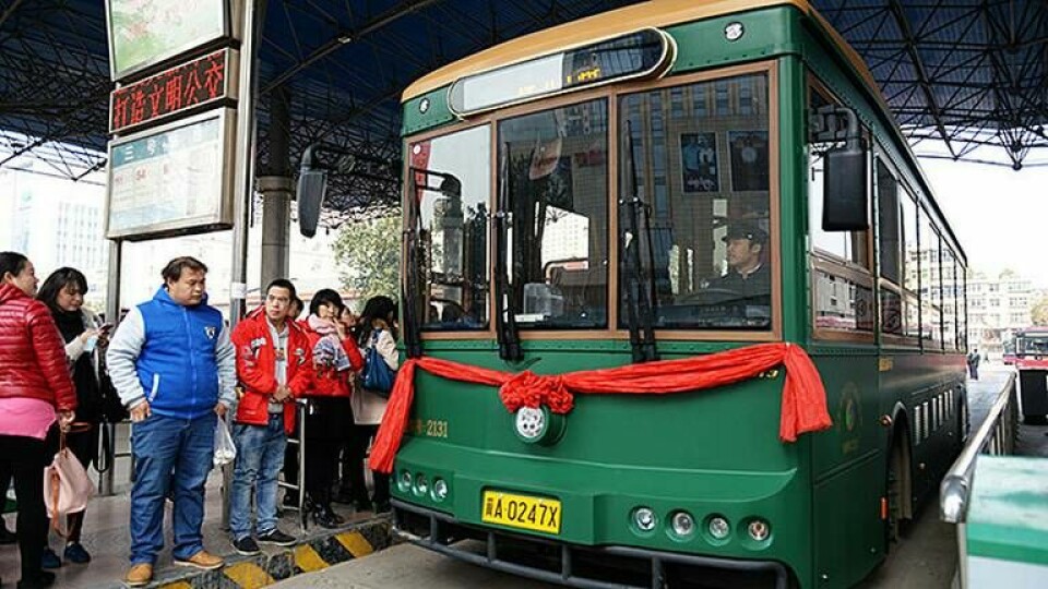 Dangdang-bussen i Shijiazhuang, Hebei-provinsen i Kina. Foto: imago stock