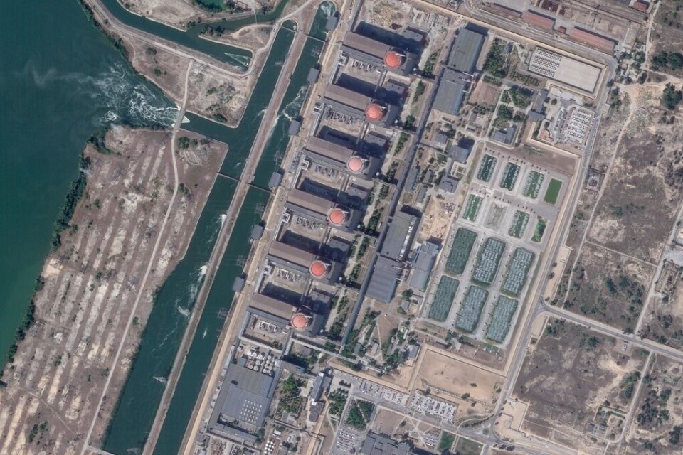 Satellitbild över Zaporizjzja kärnkraftverk, tagen 2019. Foto: Planet Labs PBC/AP/TT Satellitbild över Zaporizjzja kärnkraftverk, tagen 2019. Foto: Planet Labs PBC/AP/TT