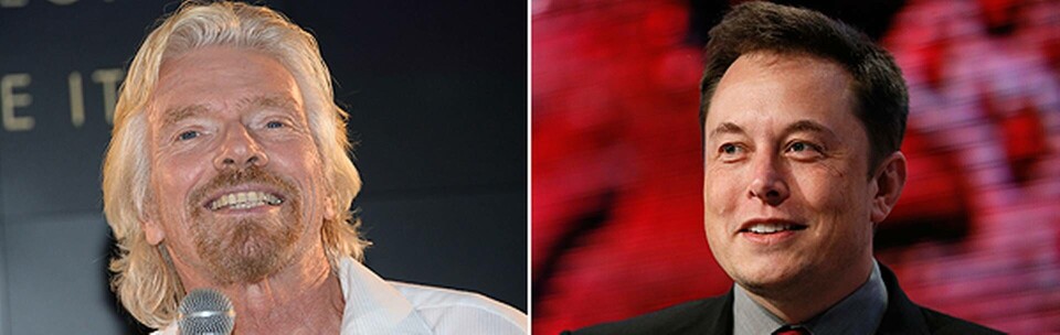 Richard Branson och Elon Musk satsar på internet från rymden. Foto: TT Richard Branson och Elon Musk satsar på internet från rymden. Foto: TT