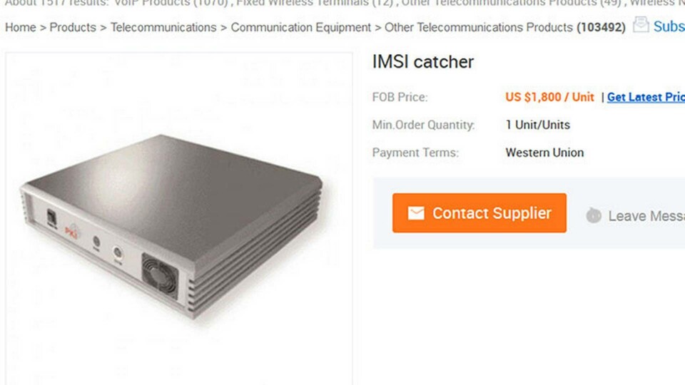 Imsi catchers, som används för att övervaka mobiler, går att beställa på nätet. Som i detta fall i Alibabas webbshop. Imsi catchers, som används för att övervaka mobiler, går att beställa på nätet. Som i detta fall i Alibabas webbshop.