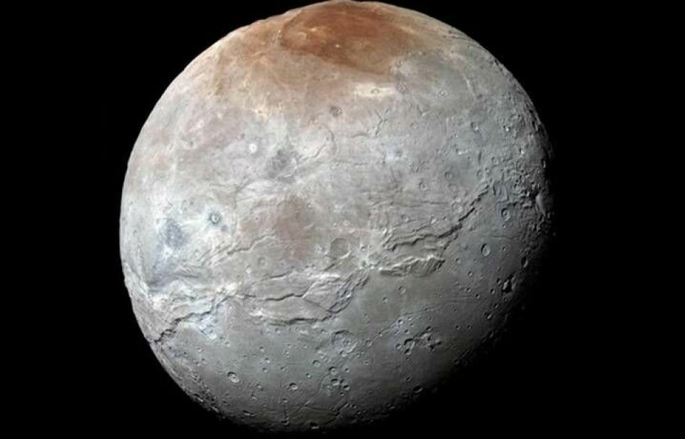 New Horizons bild av Pluto-månen Charon och området som kallas Mordor Macula. Foto: NASA/JHUAPL/SwRI