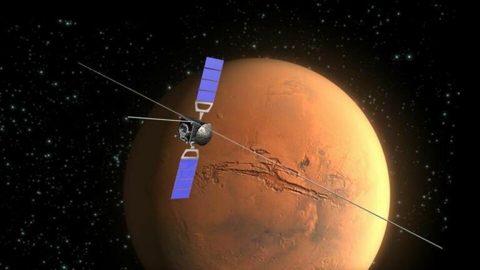 Europeiska rymdorganisationen Esas sond Mars Express, som bland annat innehåller markradarn Marsis. Foto: Esa