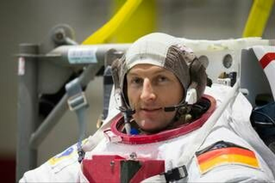 Tyske ESA-astronauten Matthias Maurer tränar rymdpromenad inför sin resa med Spacex till ISS. Foto: ESA