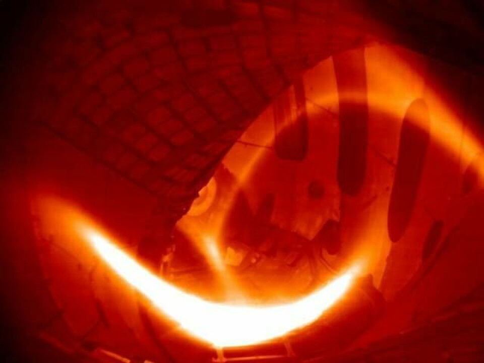 Första väteplasmat som skapats vid fusionsreaktorn Wendelstein 7-X. Foto: IPP