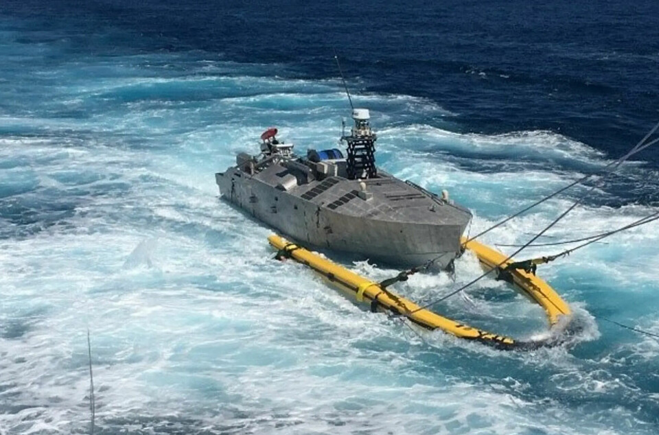 Mine Countermeasures Unmanned Surface Vehicle letar upp sjöminor utan mänsklig inblandning. Foto: U.S. Navy