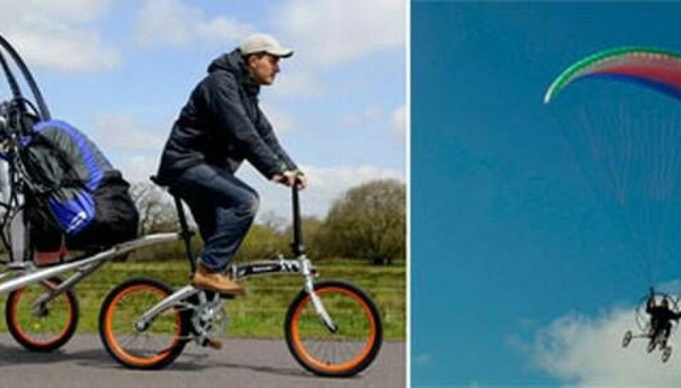 Paravelo är cykeln som med några handgrepp förvandlas till en flygfarkost som kan nå 1 200 meter över marken. Foto: Xplore Air
