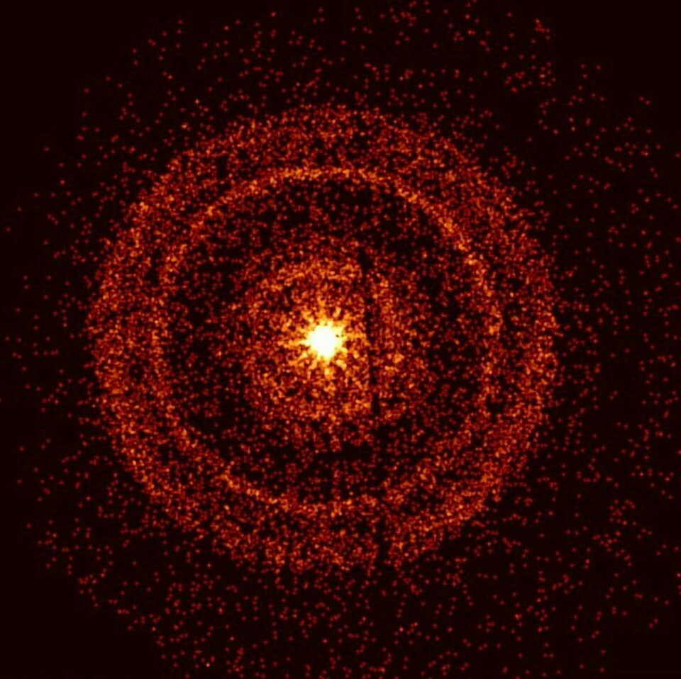 En bild av ljusfenomenet fångat av Nasas Swift-teleskop. Foto: NASA/Swift/A. Beardmore (University of Leicester)