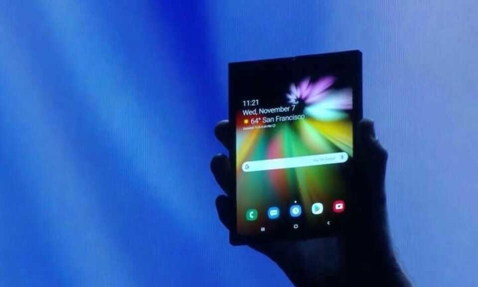 Den vikbara skärmen. Klicka vidare för att se hur telefonen ser ut ihopfälld. Foto: Samsung