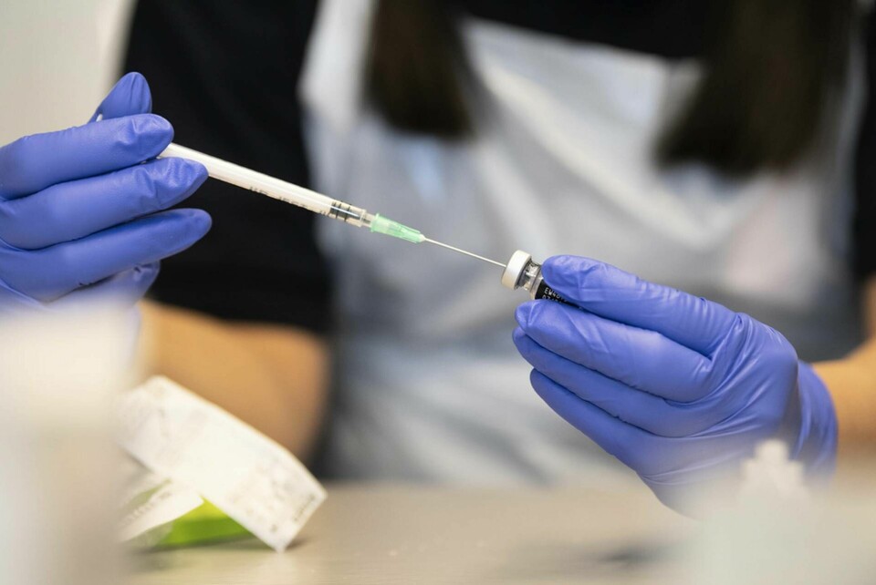 En sjuksköterska förbereder vaccinering mot covid-19. Foto: Fredrik Sandberg/TT