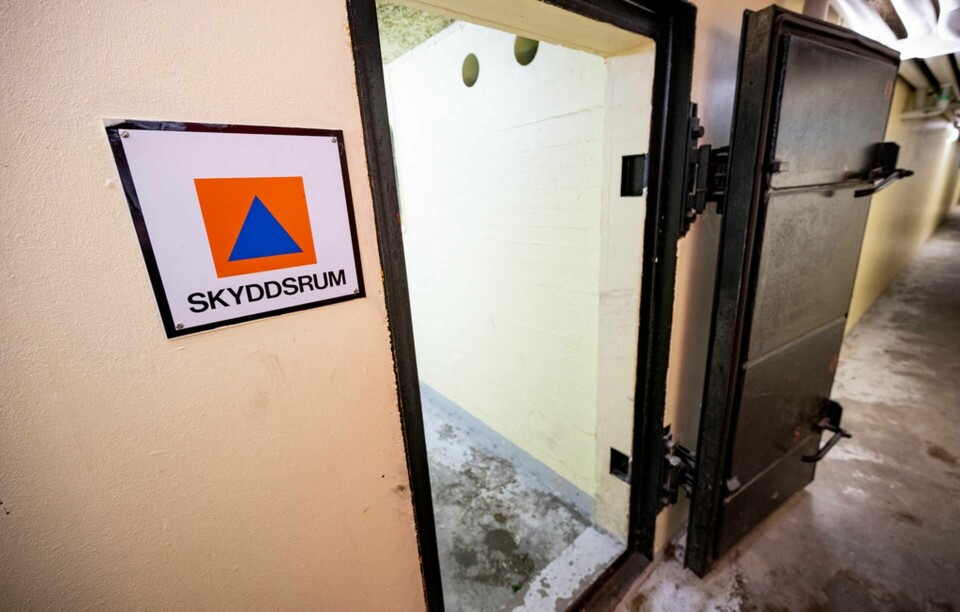Ett skyddsrum i en källare i ett flerfamiljshus i Lund. Arkivbild. Foto: Johan Nilsson/TT