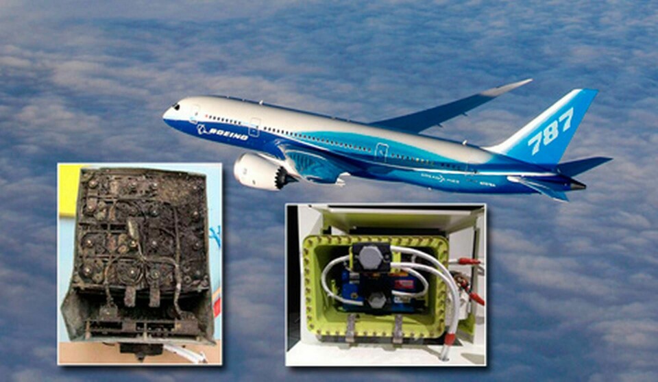 Batteriet som brann på Boeing 787 har nu ersatts av en ny konstruktion som ska hindra att eventuella nya bränder sprider sig. Foto: Boeing