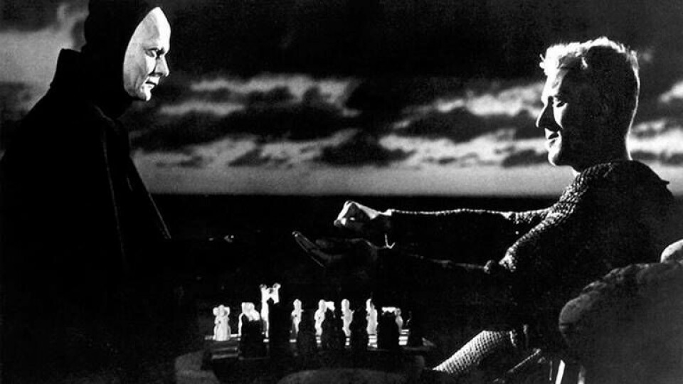 En vision av liemannen i Ingmar Bergmans film Det sjunde inseglet. Foto: IBL Bildbyrå