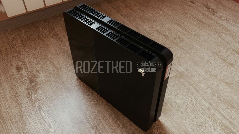 Ryska sajten Rozetked har publicerat den här bilden som påstås vara en prototyp av Playstation 5. Det finns dock andra som påstår att bilden är fejk. Foto: Rozetked