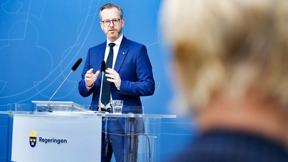 Inrikesminister Mikael Damberg presenterade under tisdagen lagrådsremissen för datalagring vid brottsbekämpning vid en presskonferens. Foto: Naina Helén Jåma/TT