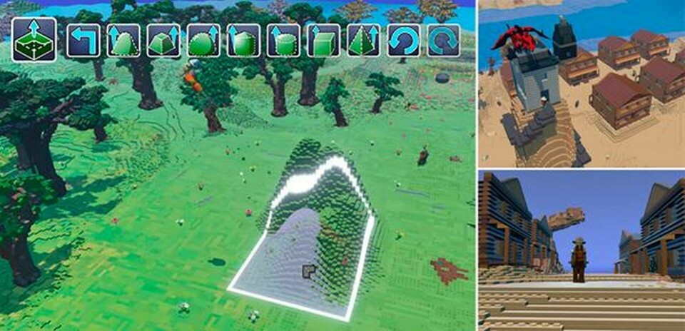 I det nya spelet Lego Worlds bygger man egna världar med virtuella figurer och byggelement från Legos sortiment. Foto: Lego