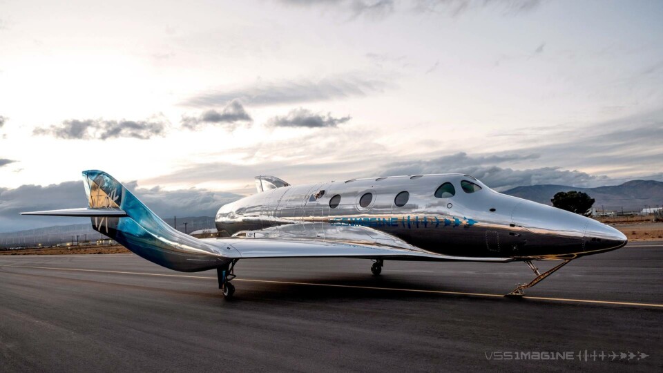Den senaste modellen av Virgin Galactics rymdskepp. Foto: Virgin Galactic/MEGA Den senaste modellen av Virgin Galactics rymdskepp. Foto: Virgin Galactic/MEGA