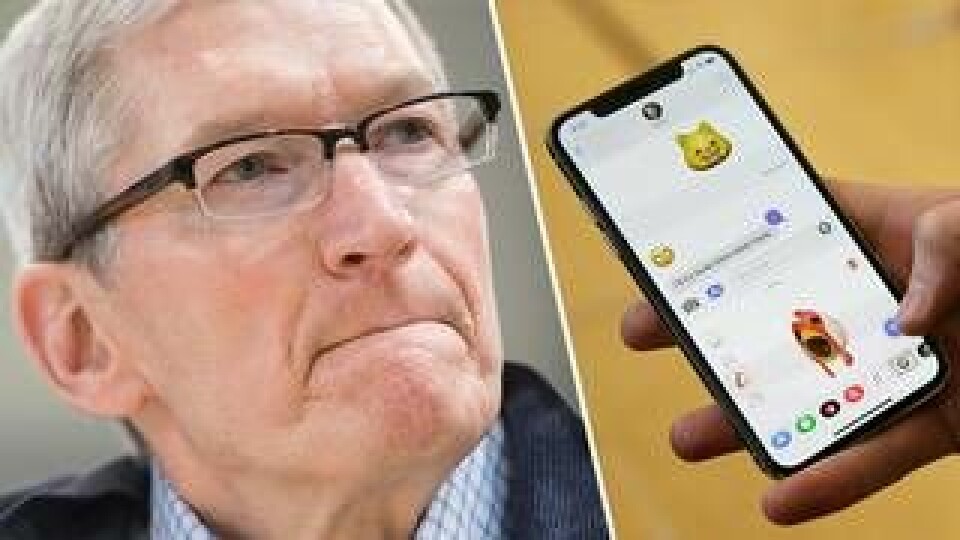 Apples vd Tim Cook och en Iphone x. Enligt Squaretrade är det den ömtåligaste Iphone hittills. Foto: TT