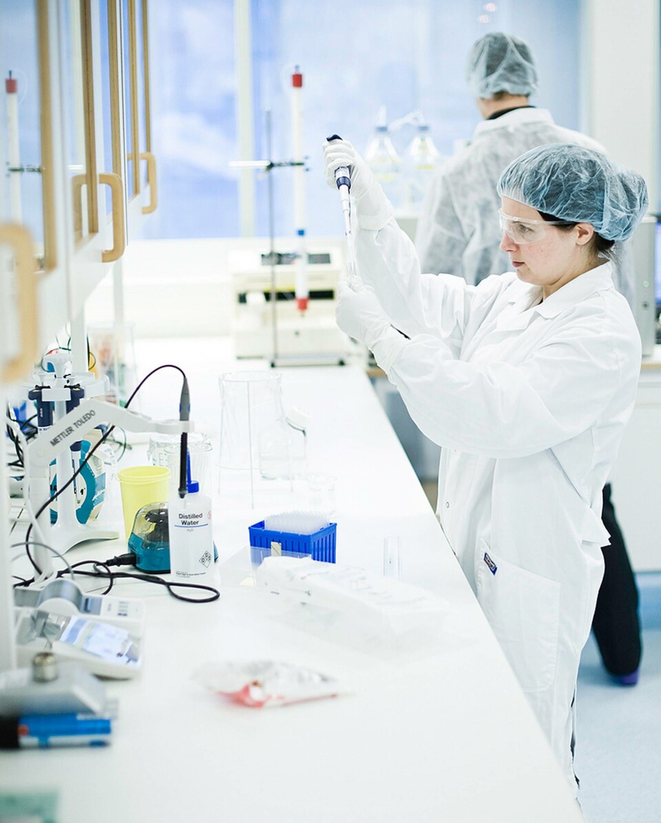 Therése Kallur, produktansvarig på Biolamina, arbetar med att optimera de naturliga mänskliga proteinerna som får stamceller att må bra. Foto: Mattias Karlen Therése Kallur, produktansvarig på Biolamina, arbetar med att optimera de naturliga mänskliga proteinerna som får stamceller att må bra. Foto: Mattias Karlen