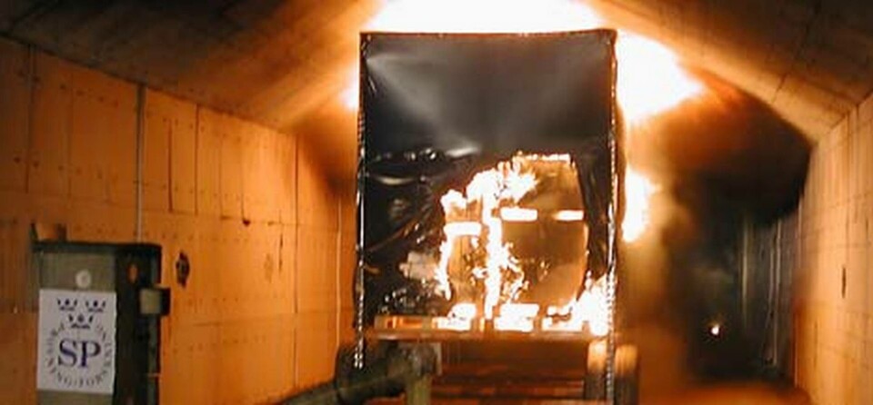 Bild från ett fullskaleförsök som SP gjorde i Runehammartunneln i Norge 2003. Foto: SP Bild från ett fullskaleförsök som SP gjorde i Runehammartunneln i Norge 2003. Foto: SP