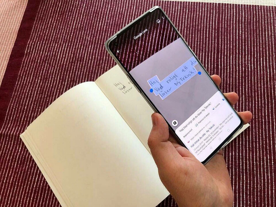 Google Lens kopierar handskriven text. Till och med den där halvknackiga handstilen. Foto: Ny Teknik Google Lens kopierar handskriven text. Till och med den där halvknackiga handstilen. Foto: Ny Teknik