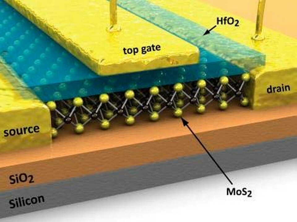 Så kan molybdendisulfid används i en transistor. Så kan molybdendisulfid används i en transistor.