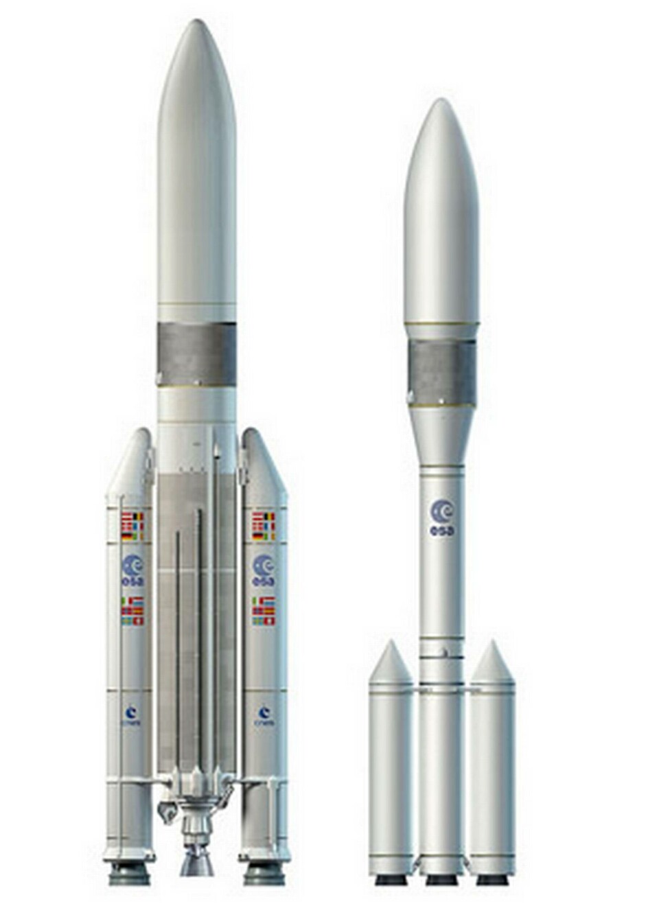 Ariane 5ME (t.v.) och Ariane 6 Foto: ESA Ariane 5ME (t.v.) och Ariane 6 Foto: ESA