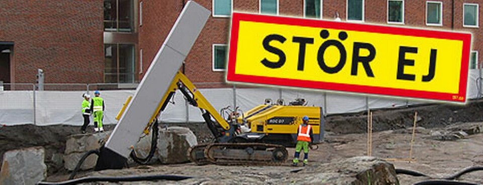 Tack vare en ljuddämpare på borren när man arbetat med Nya Karolinska har klagomålen på störande ljud uteblivit. Foto: Skanska Tack vare en ljuddämpare på borren när man arbetat med Nya Karolinska har klagomålen på störande ljud uteblivit. Foto: Skanska