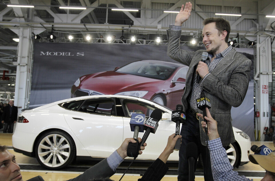 Elon Musk, Teslas vd, inviger en fabrik i Nevada år 2014. Foto: PAUL SAKUMA/TT