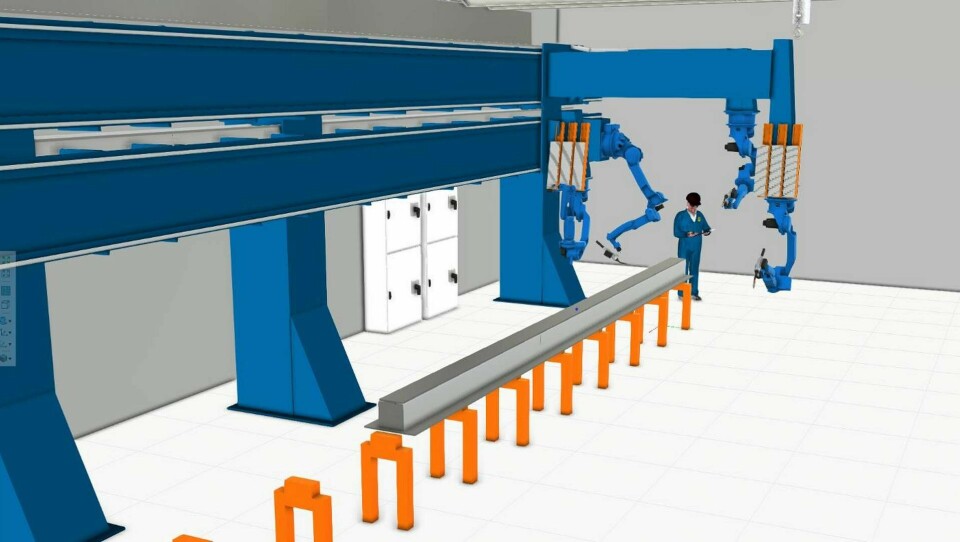 Man genomförde också en virtuell kapacitetsstudie av hur mycket en robot skulle hinna med i VSAB:s verksamhet. Simuleringsmodellen framtagen av Virtual Manufacturing. Foto: VSAB