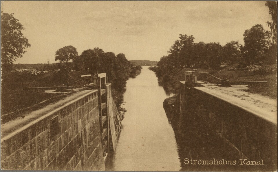 Strömsholms kanal i Västmanland var ett fuskbygge som fick rustas upp mindre än 50 år efter invigningen. Det var hit Nils Holmström Vendelius skickades för att utföra sitt straffarbete. Foto: OSCAR JSON EILERT/JÄRNVÄGSMUSEET