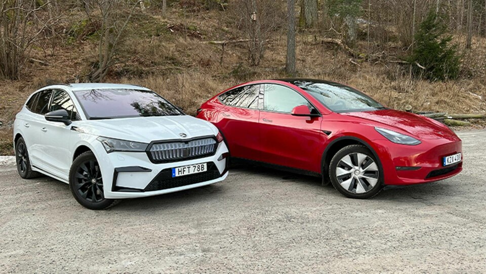 Skoda Enyaq vs Tesla Model Y. Foto: Felix Björklund