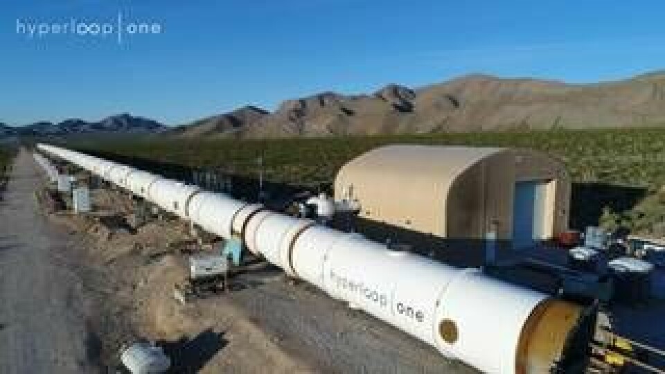 Testabana i full skala byggs i Nevada av Hyperloop One. Foto: Hyperloop one