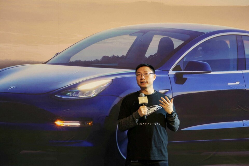 Tom Zhu, Tesla. Foto: SUN YILEI/Reuters/TT
