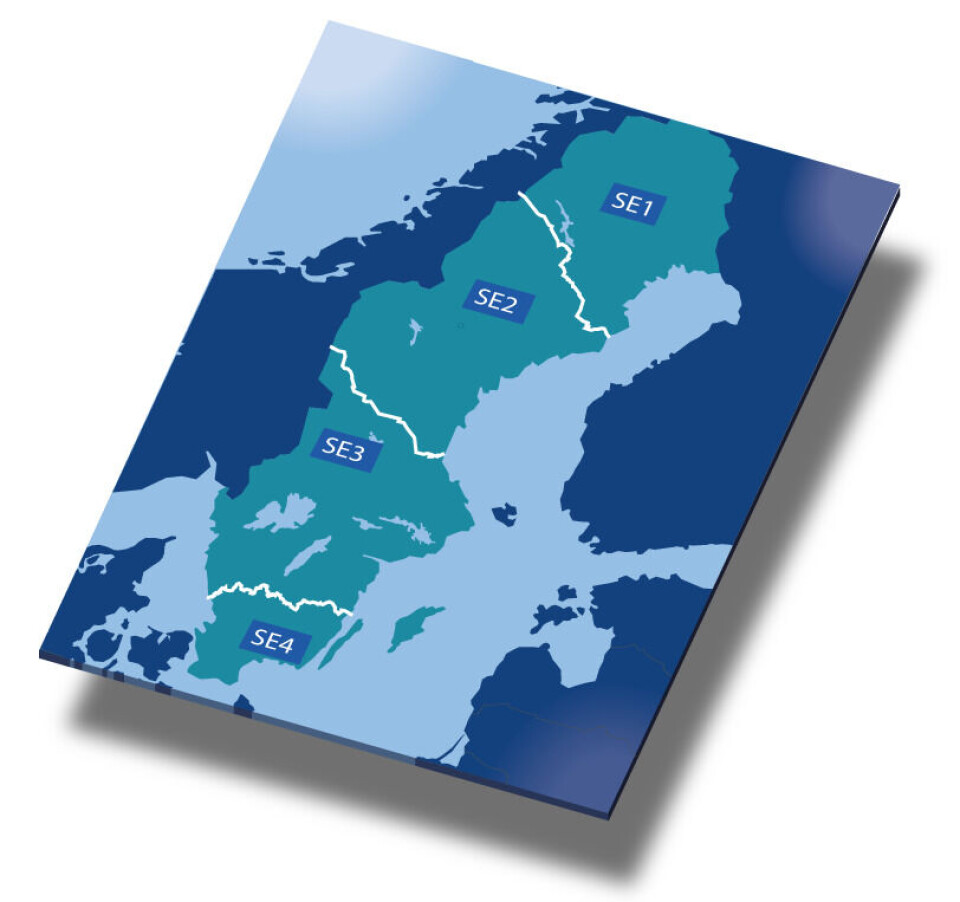 Elprisområden i Sverige. Illustration: Jonas Askergren Elprisområden i Sverige. Illustration: Jonas Askergren