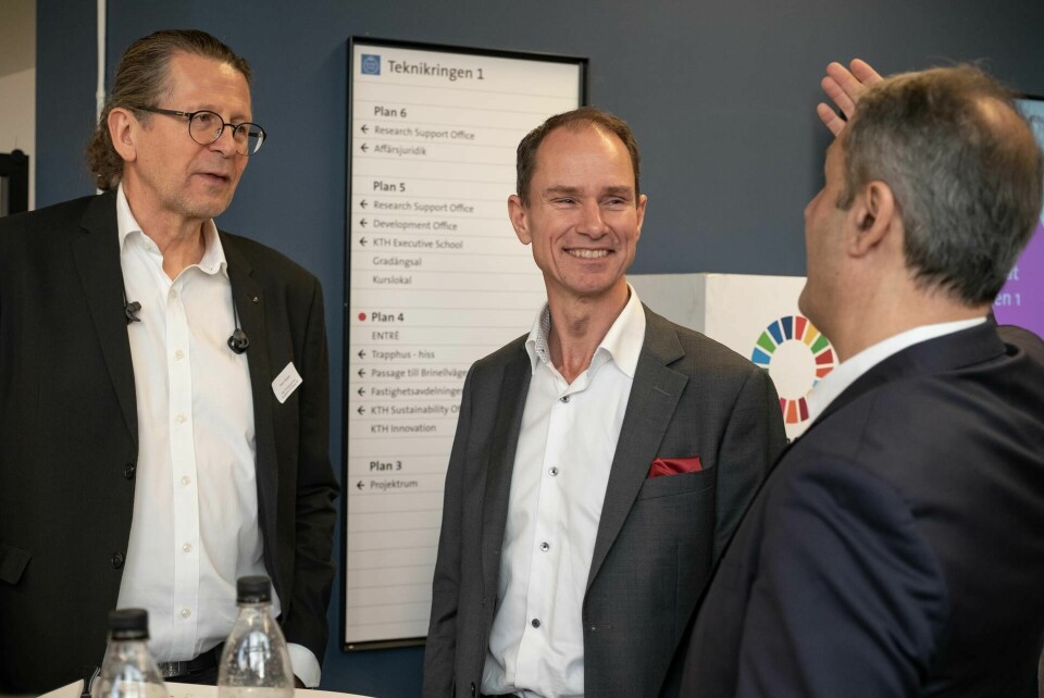 Peter Roos, i mitten, är vd på Novatron Fusion Group. Foto: Patrik Lundmark