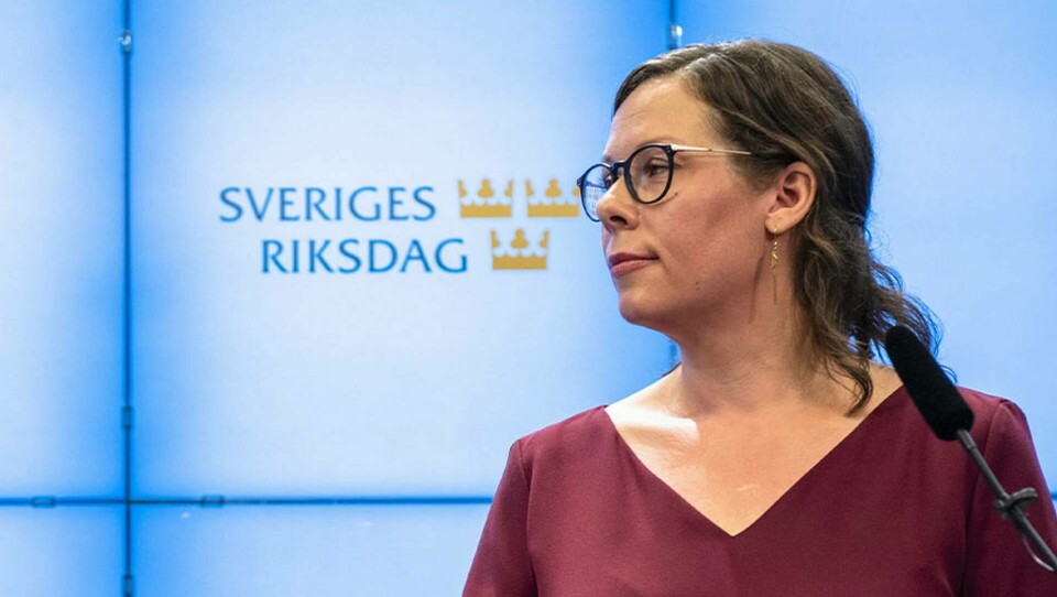 Maria Malmer Stenegard (M) under en pressträff om att minska asylinvandringen. Foto: FERNVALL LOTTE/Aftonbladet/TT