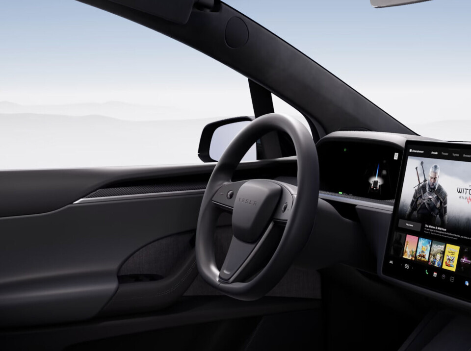 Rund ratt i en Tesla. Foto: Tesla Rund ratt i en Tesla. Foto: Tesla